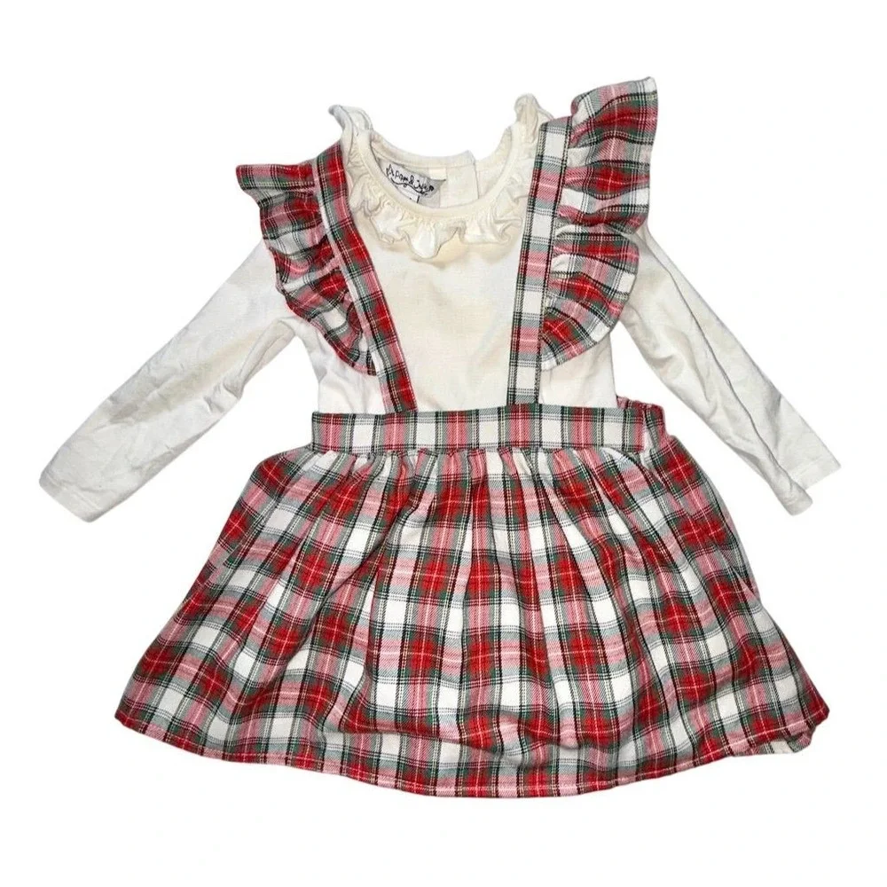 Pippa & Julie Girls Plaid Dress & Top Set Red 18-24M Holiday Party Saks 5th $52